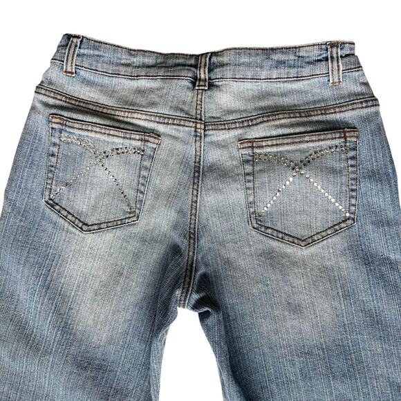 Vintage Cache Womens Capri Denim Jeans Sz 8 Rhinestone Bling Faded MidRise Mom - Picture 10 of 13